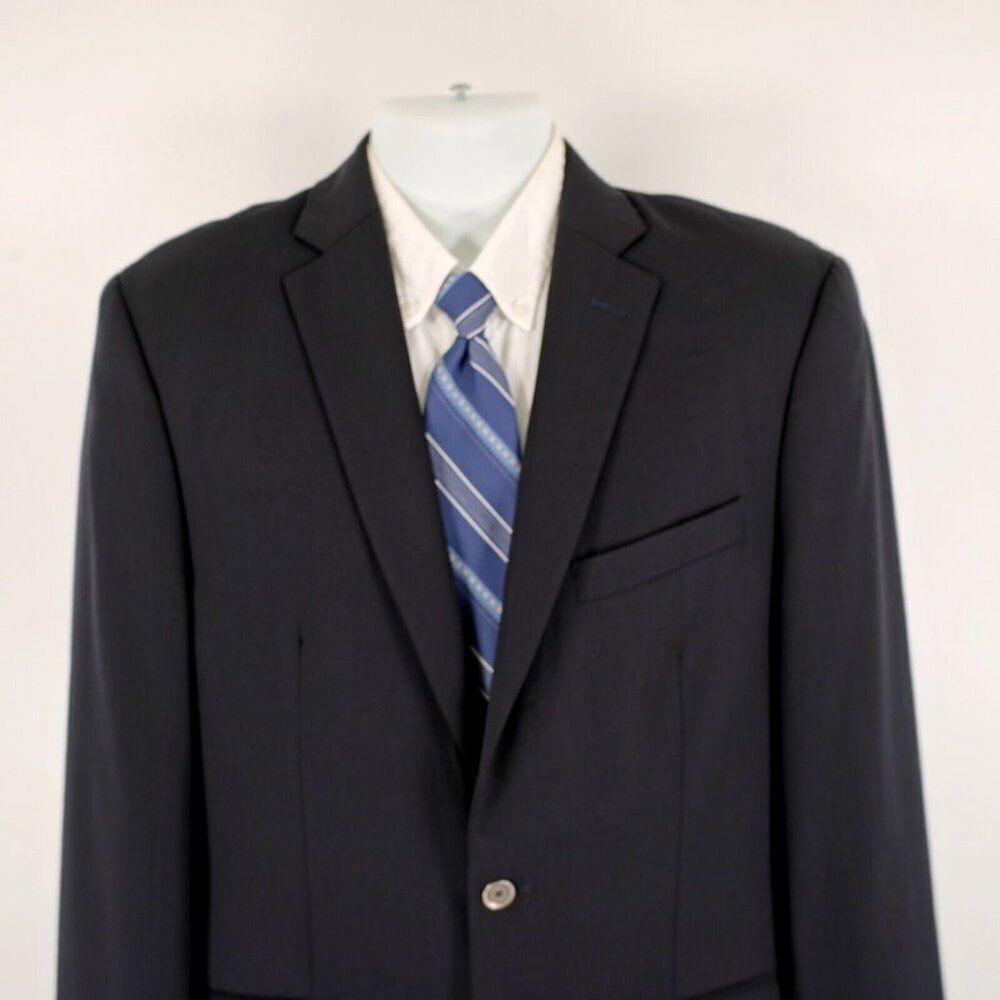 Calvin Klein Wool Navy Blue 38l 2 Silver Button Blazer Or Slim Fit 40l
